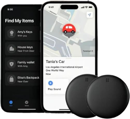 Dimova GPS GP90 Tracker Portable sans Abonnement Tracker Précis Compatible avec Les Voitures, Les Valises Et Les Objets de Valeur(Apple-Paquet de 2)