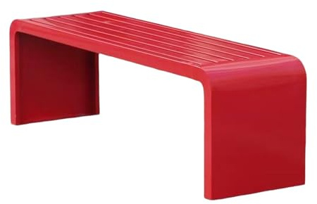 Gartenbank für den Außenbereich, Metall, modern, wetterfest, rückenfrei, Terrassensitz für Hof, Veranda und Eingangsbereich, 1,5 m, rote Bank für Parks und Gärten