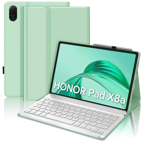 Occtingkind Cover con Tastiera per Honor Pad X8a 2024 11 Pollici | Custodia Protettiva Magnetica Staccabile | Bluetooth Tastiera | Italiano Layout QWERTY | Senza Retroilluminazione | USB C | Verde