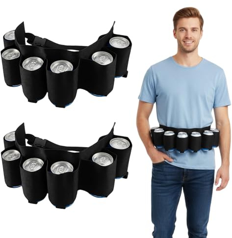 Biergürtel, 2er Set Schwarz, Bierflasche Kostüm Zubehör, Schnapsgürtel Für Feste Und Partys, Praktischer Bierhalter Mit Gürtel, Sauf Gadgets Für Erwachsene