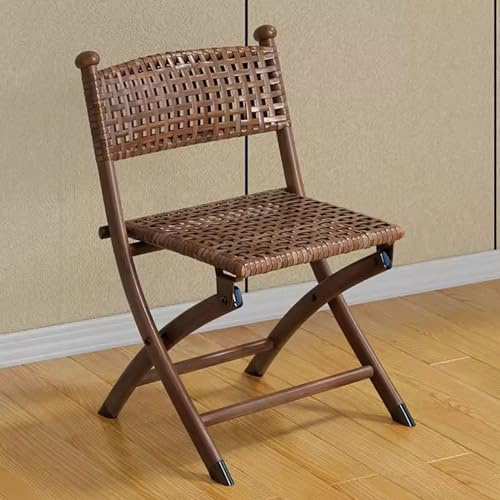 Sedia pieghevole leggera in rattan, sgabello compatto per esterni, per giardino, balcone, campeggio, pesca, picnic, sedile impilabile in noce nero