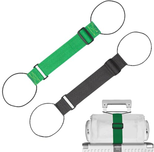 Elastischer Befestigungsgurt für Gepäck,Koffer Gurt Zubehör,Verstellbare Tragbar Koffergurt,2 Stück Farbenfrohes Reise Koffer Zubehör für Handgepäck Taschen,Handtaschen und Rucksäcke.(Grün/Schwarz)
