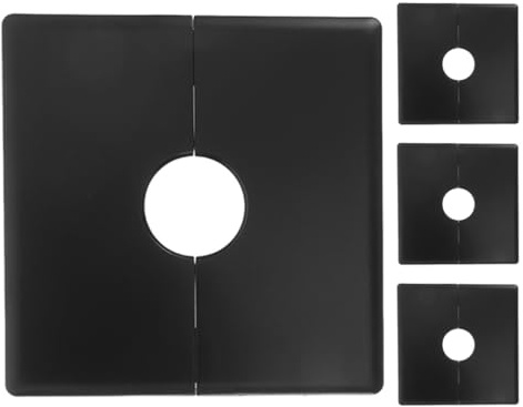 BIUDECO 4 Placas Adhesivas Extraíbles para Gestión de Cables con Orificio de 22mm, Cubierta Negra para Placa de Pared de Salida y Pasacables, Tapa Protectora para Enchufes y