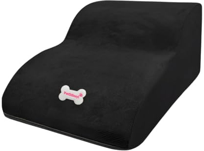 SZLIFE Scale per Cani Dotata Copertura Rimovibile Con Cerniera, Scaletta per Cani Piccoli, Superficie in Velluto Coste Antiscivolo, Gradini per Animali Domestici Anziani E Razze Con Zampe Corte, Nero