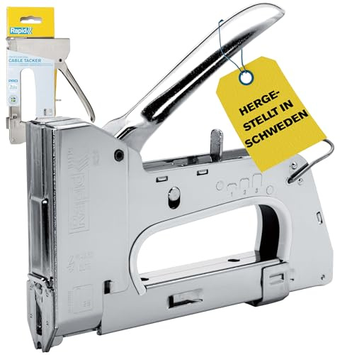 Rapid Grapadora Profesional Manual R28 PRO para Grapas No. 28, Grapadora de Cables con Gatillo Ergonómico, 3 Posiciones Ajustables, Mecanismo y Exterior de Acero, Fabricada en Suecia (5001672)
