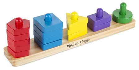 Melissa & Doug Stack and Sort Board - Wooden Educational Toy With 15 Solid Wood Pieces