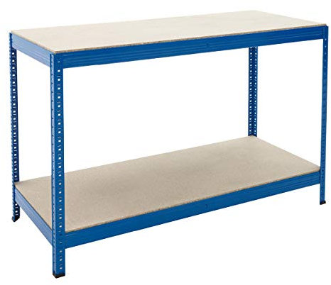 BiGDUG Essentials Industrial Workbench - Chipboard Workstation Table - 900H x 1400W x 600D mm - 300 kg UDL with Lower Shelf