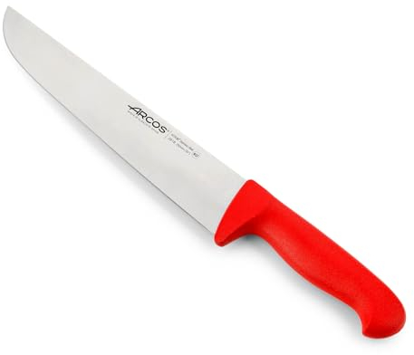 Arcos Couteau Boucher Professionnel - Lame Acier Inoxydable Nitrum 25 cm - Coupe Précise et Durable - Manche Ergonomique Polypropylène Rouge - Série 2900
