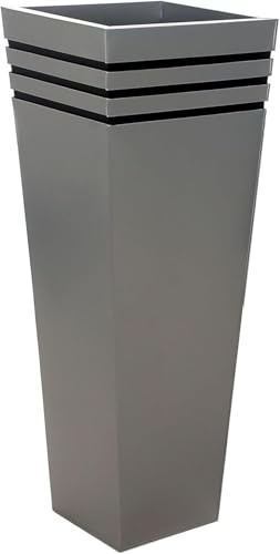 VIVANNO New Classic Blumenkübel 80 cm Silber - Zink Pflanzkübel mit System | Konischer Blumentopf aus verzinktem Stahlblech - Inklusive Bewässerung - Edles Design für Innen und Außen - 80x32x32 cm