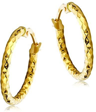 MIORE Ohrringe Gold - 18 karat (750) Gelbgold – Creolen Gold 18.5mm, Hypoallergene Ohrringe Damen, Goldene Creolen mit Struktur, Schmuck Damen, Goldschmuck in Italien hergestellt- mit edler Schmuckbox