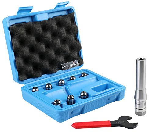 Accusize Industrial Tools R8 Shank Plus 8 Pcs Er16 Collet System, 3/32 - 3/8, 1 Wrench in a Fitted Box, 0223-0944