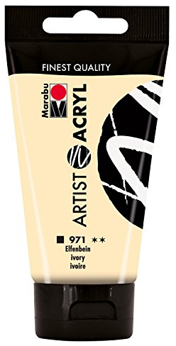 Marabu 12200002971 - Artist Acryl elfenbein 75 ml, feine Acrylfarbe in Künstlerqualität, auf Wasserbasis, pastose Konsistenz, hoch pigmentiert, sehr gute Brillanz und Deckkraft