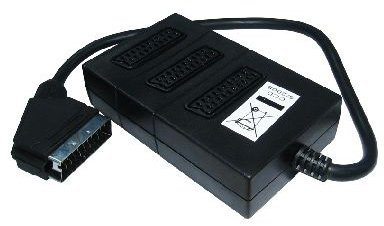 World of Data 3 Way Scart Splitter - 0.5m Lead - 21-pin Scart (Fully Wired) - Male to 3 x Female - Audio & Video Signal - Adapter - Multiplier