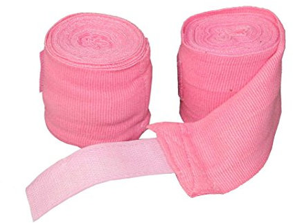 Sportland 2 Stück Boxbandagen mit Daumenschlaufen und Klettverschluß, Farbe pink, 250 cm Länge