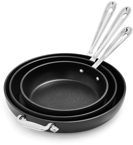 All-Clad Black Nonstick 12-Inch Skillets Set of 3, 834, 1034, 1234