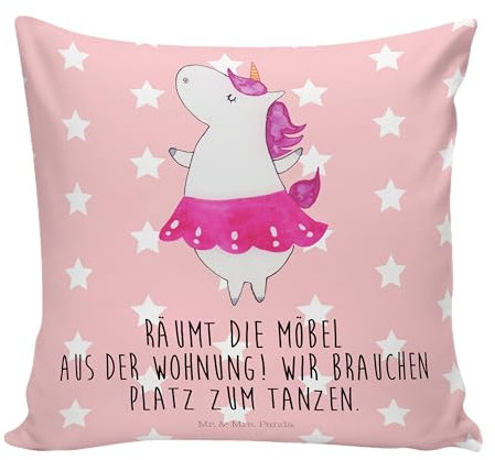 Mr. & Mrs. Panda Sitzkissen Einhorn Ballerina - Geschenk, Lebensfreude, Dekokissen Sofa, Einhörner, Party, Unicorn, Kissen 40x40, Kissenhülle,