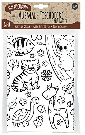 Papier-Tischdecke zum Ausmalen, Motiv Zoo, bemalbare Tischdecke Tiere, Deko Kindergeburtstag, Kreative Kinderbeschäftigung, Ausmalen Tiere, Mal Mich Bunt