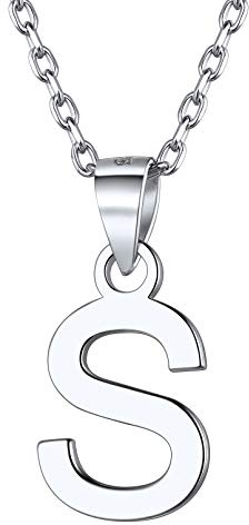 ChicSilver Silberkette mit Buchstabe S Anhänger Damen Halskette Namenskette für Paar Pärchen
