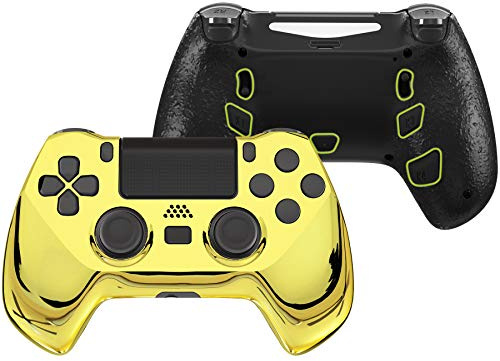eXtremeRate DECADE Torneo Aggiornamento Kit per ps4 Controller CUH-ZCT2(Non Controller), Cover Shell&Tasti Posteriori&Trigger Stop, Accessori per ps4 Joystick JDM-040/050/055, Oro Cromo