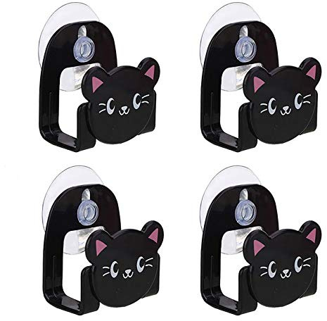 Schwammhalter Cartoon Spüle Saugnapf Halter Multifunktionale Saugnapf Wandregal für Küche und Bad 4 Stück Schwarz