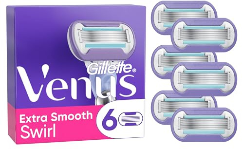 Gillette Venus Extra Smooth Swirl Damen Rasierklingen-Nachfüllpackungen, 6 Stück, 5 langlebige Klingen für eine extra glatte Rasur, die lange hält