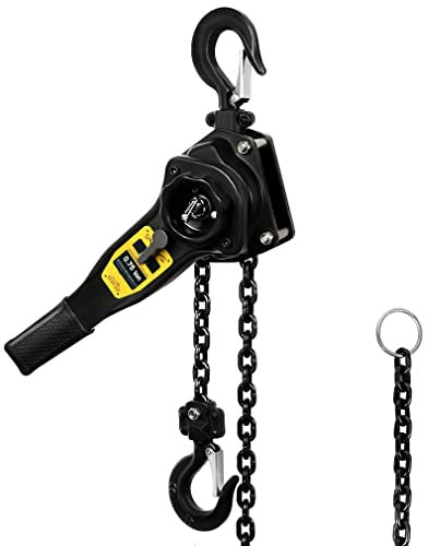 Lever Chain Hoist 1650LBS 10FT,1T Manual Ratchet Chain Puller Hoist for Building Garages Warehouse Automotive Machinery (1650LBS-10FT)