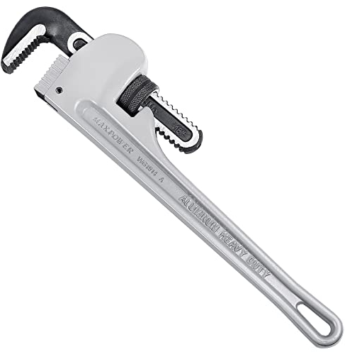 MAXPOWER 18 Heavy Duty Aluminum Pipe Wrench (450mm) – Stillson Plumbing Tool with 60mm Max Jaw Opening – Professional Straight Spanner for Plumbing & DIY