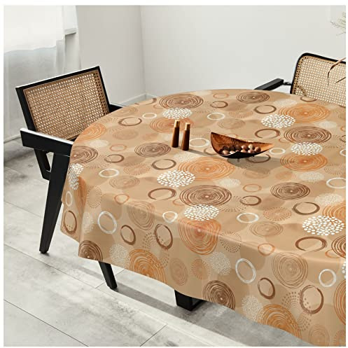 Wachstuchtischdecke Wachstuch Tischdecke abwaschbar Wachstischdecke Plastik-Tischdecken Gartentischdecke LUX Oval 140x180cm Schnittkante Nicole