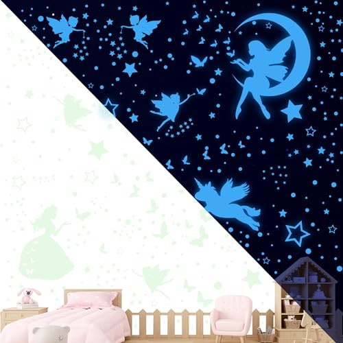 Leuchtsterne Kinderzimmer Leuchtsticker Einhorn Wandsticker MäDchen Sternenhimmel Leuchtend Aufkleber Selbstklebend Fluoreszierend Wandtattoo für Kinder Babyzimmer Schlafzimmer Wohnzimmer Wanddeko
