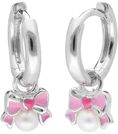trendor Kinder-Ohrringe Silber 925 Klapp-Creolen mit Schmetterling zauberhafter Ohrschmuck für Mädchen aus Sterlingsilber, elegante Geschenkidee für Kids 41601