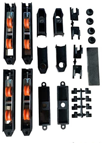 Kit Accessori Per Ante Porte Infissi Scorrevoli Con Carrelli Registrabili a 2 Ruote Maggiorate per serie export 60s