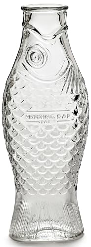 Carafe en verre pour l'eau | Collection Fish & Fish par Paola Navone | Carafe 850 ml | Bouteille transparente pour boissons | Convient comme vase