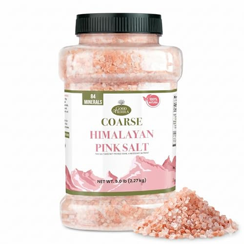 Good Tierra Himalayan Pink Salt in Jar - Coarse, 5 lb - Ideal for Bath Salt, Table Salt Grinders, and Spice Jars