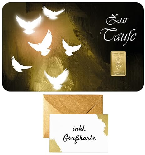 Taufgeschenk - 1g Goldbarren - Zur Taufe - in goldener Geschenkverpackung + Grußkarte + Echtheitsgarantie