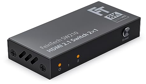 FeinTech SW210 HDMI Switch 4k 120Hz 2 in 1 Out o 1 in 2 Out bidirezionale, 8K, 48 Gbps, 2.1 Switch, splitter, distributore, supporta HDR, VRR, ALLM e Dolby Vision, HDCP 2.2 e 2.3