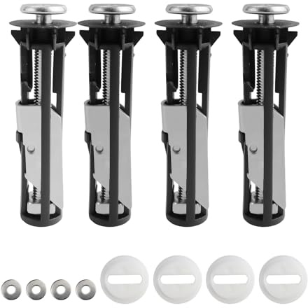 4 Pièces Abattant WC Fixations Charnières, CHSEROK Fixation Abattant wc Universel, Vis D'expansion pour Lunette de Toilette, avec Anneau en Caoutchouc de Remplacement, pour Siège de Toilette