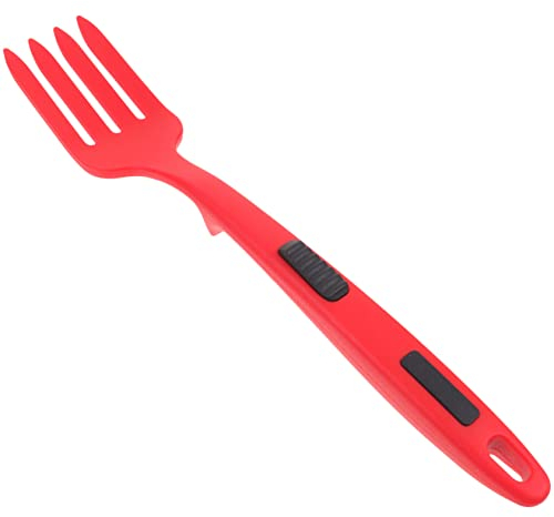 Cabilock Silicone Cooking Fork Set Multi-Function Noodle and Stir-Fry Fork Nonstick Ergonomic Red Silicone Cooking Utensil for Pasta and Food Preparation