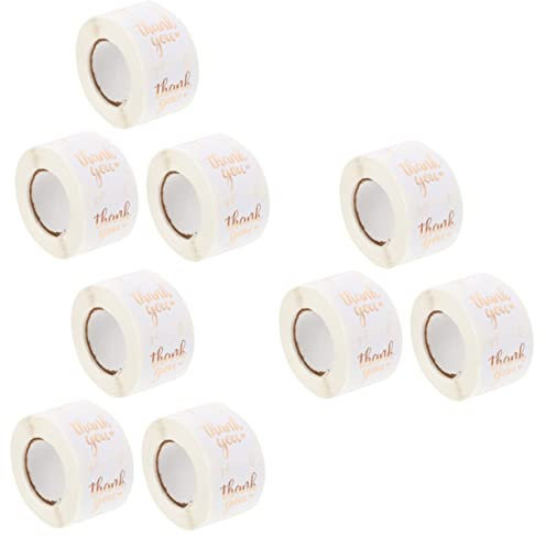 MAGICLULU 9rollen Dekorative Aufkleber Mit Goldener Prägung Selbstklebende Dankeschön-etiketten Für Geschenktüten Backen Und Kreative Projekte Pro Rolle Breit