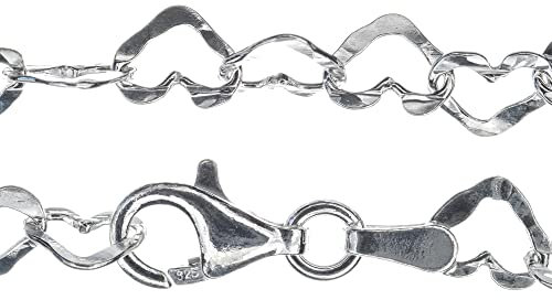 Markylis - Pulsera de plata de ley 925 maciza con eslabones de corazón para mujeres y niños, calibre de 5 mm, elige tu talla, Plata esterlina
