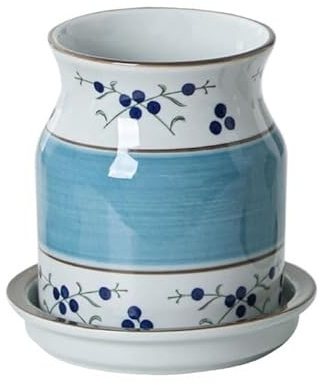 Portaposate Scolaposate Portautensili in ceramica for bancone della cucina, organizer for utensili vintage dipinto a mano con vassoio antigoccia, portautensili for la casa Porta Posate da Tavola ( Col
