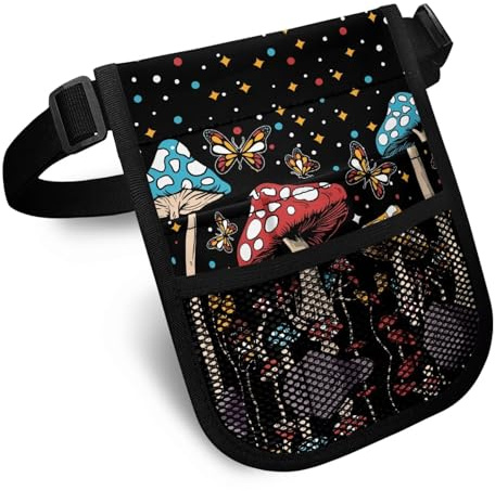 Nopersonality Marsupio da infermiera Pro Pack organizer marsupio strumento medico cintura per stetoscopi, forbici per bendaggi e altri articoli di emergenza, fungo farfalla