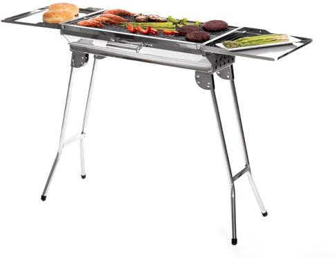 Premium Holzkohlegrill Edelstahl tragbar | Innovativer BBQ Grill für Garten, Camping & mehr | Campinggrill klappbar & portabel