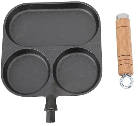 Poêle à Petit-déjeuner en Fonte à 3 Compartiments, Poêle à Frire à Chauffage Rapide, Cuisson Polyvalente, Poêle à Crêpes épaisse pour la Maison