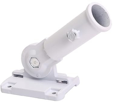 Eterspr Base per Asta a Bandiera in Metallo Bianco, Staffa Regolabile per Montaggio a Parete, Adatto per la Maggior Parte Delle Aste Portabandiera, Bianco, Angolo Regolabile