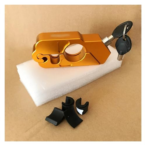 GBSONGLIANGBO Motorrad Lenker Schloss,Motorrad Schloss Aluminum Handle Grip Sicherheits-Sicherheits-Schlösser Lenker Handset Bremshebel Schloss Fit Scooters Motorräder Dirt Straßenfahrräder(Gold)
