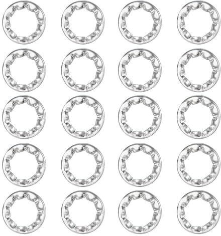 20 arandelas dentadas internas a prueba de sacudidas, arandelas de bloqueo dentadas M18, juntas de dientes externas de acero inoxidable, color plateado