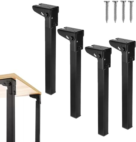 X1NGFU 4 piezas Patas de Mesa Plegables de 90°,Patas de Mesa Plegables Bisagras Autoblocantes,Modernas Patas de mesa de café,para Cama,Armario Ordenador Portátil Sofá,Negro (70cm)