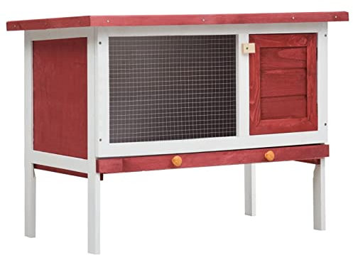 Xichuzi Kaninchenstall 1 Ebene Rot Holz, Hamsterkäfig, Hasenkäfig, Kaninchenstall, Meerschweinchen Gehege, Meerschweinchen Käfig, Laufstall - 170830