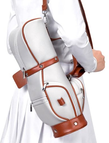 Golftasche aus Leder, Golftasche für Damen Golfball-Träger, elastische Golf-Tee-Tasche, Tasche,Damen-Umhängetasche, leicht, PU-Leder, einzelne Umhängetasche für Herren und Damen, Outdoor-Golftrainin