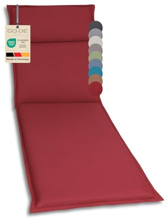 GO-DE Textil Bequeme und attraktive Polsterauflagen für Hochlehner-, Mittellehner- und Niederlehner-Gartenstühle, Liegen (Einzelset, Uni Rot, Liegenauflage)